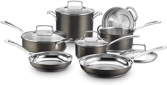 Bateria De Cocina 11 Pzs De Acero Inoxidable Negro Cuisinart