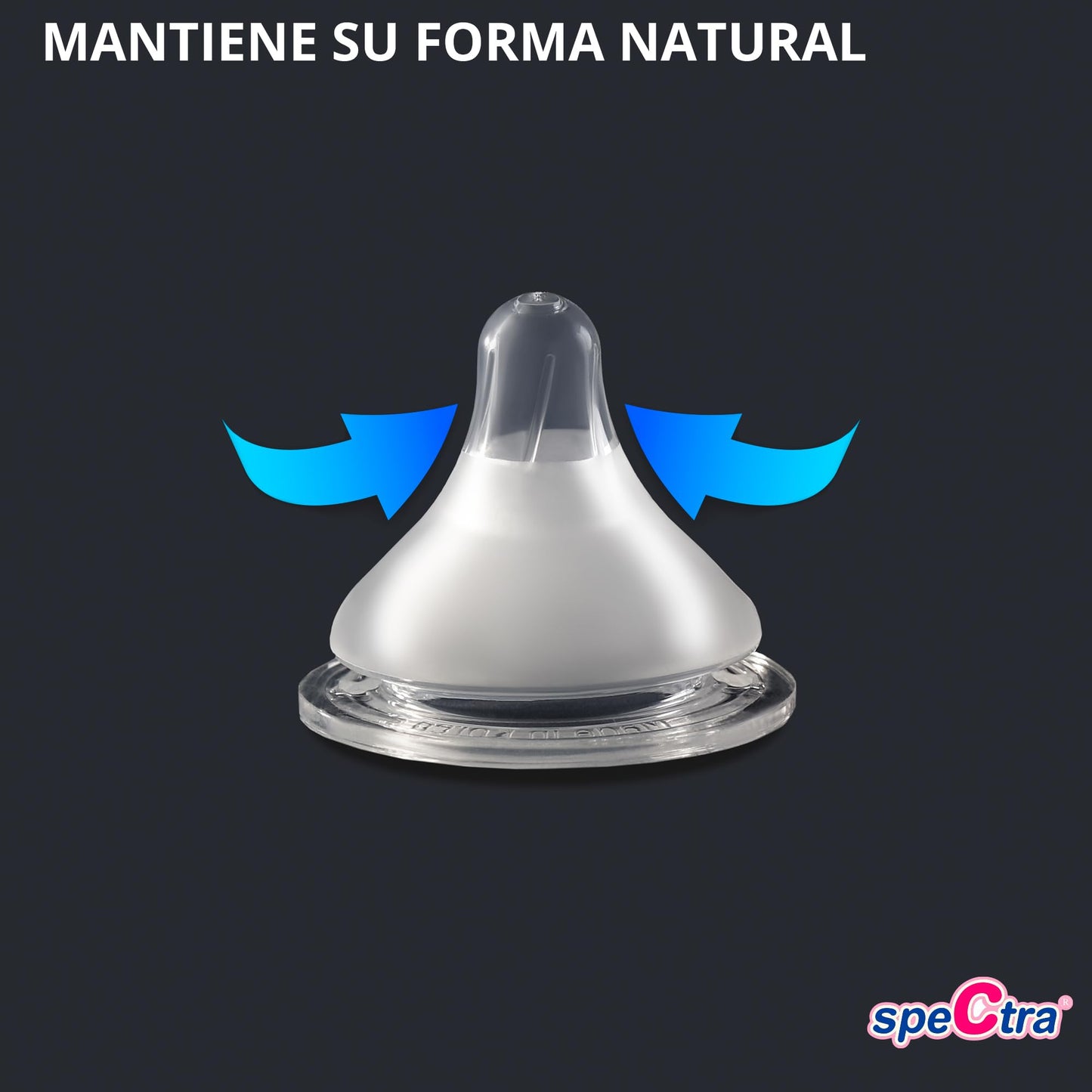 Tetina Flujo Medio Spectra Transparente para Biberón de Cuello Ancho 3 a 5 Meses 2 Piezas