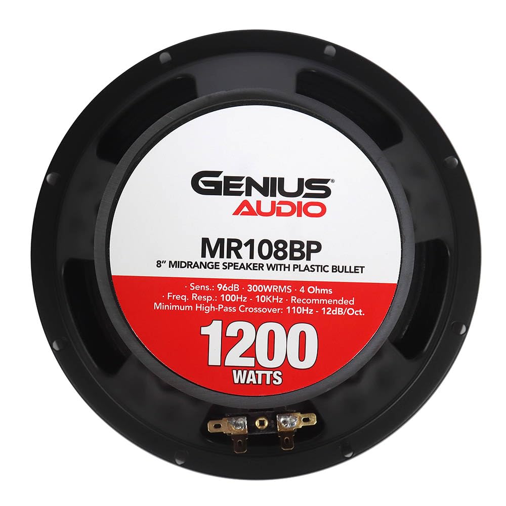 Genius Par de Bocinas de Medios Profesional MR108BP 8" con Bala para Auto Audio