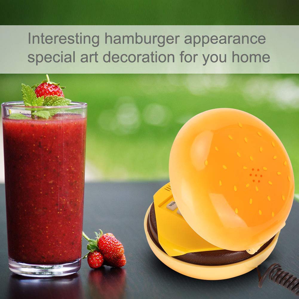 ASHATA Teléfono Fijo - Apariencia Hamburguesa, Teléfono de Casa con Cable, Moda con Multifunciones, Decoración de Hogar para Fanáticos de Hamburguesa, Regalito Ideal para Familia y Amigos