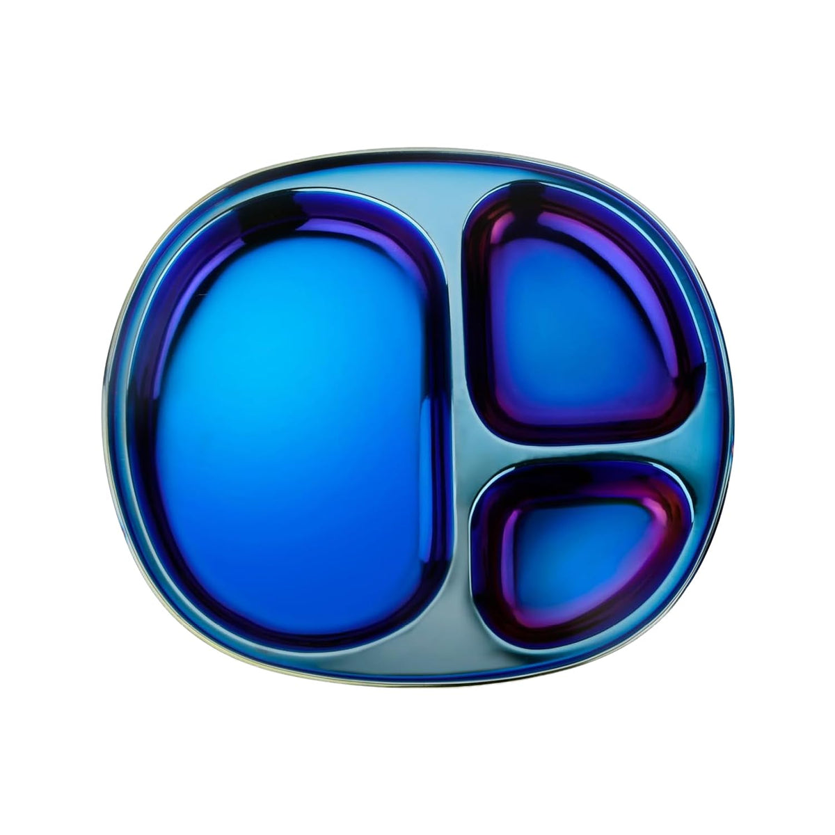 Ahimsa Stainless Steel Balanced Bites Plate | 1 x Divided Plate | Toddler Dishware | No Plastic | 100% BPA Free | Dishwasher Safe (Iridescent Blue)#