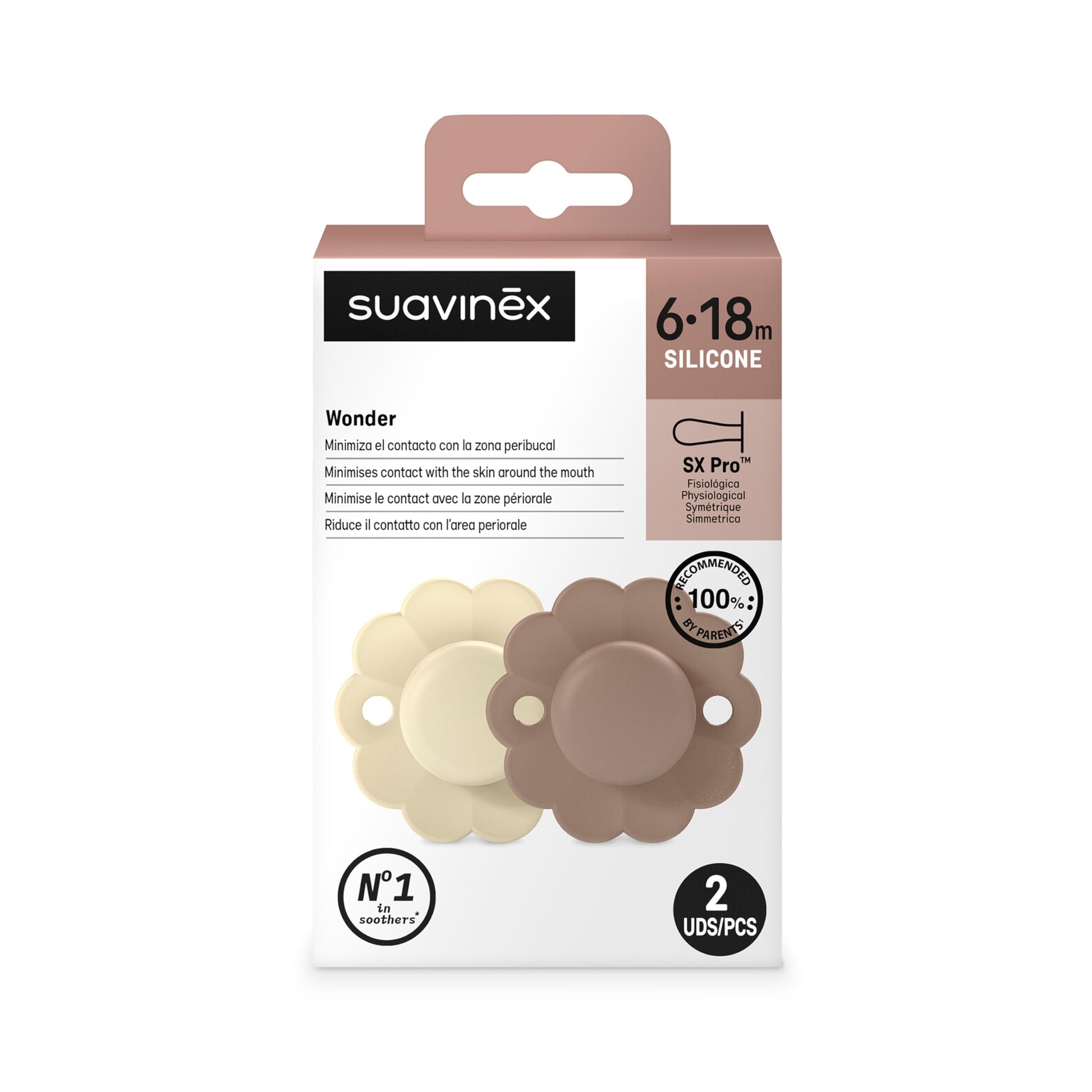 Chupete Silicona Suavinex Gris Ocre 6-18 Meses 2 Pack