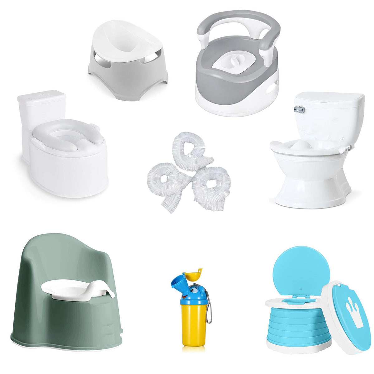 OULIGET Forros para Silla de Orinal con Elástico, Bolsas Portátiles para Entrenamiento de Orinal, Forros de Repuesto Desechables para Niños Pequeños, Niños y Bebés, Funda de Asiento de Inodoro, 17x8