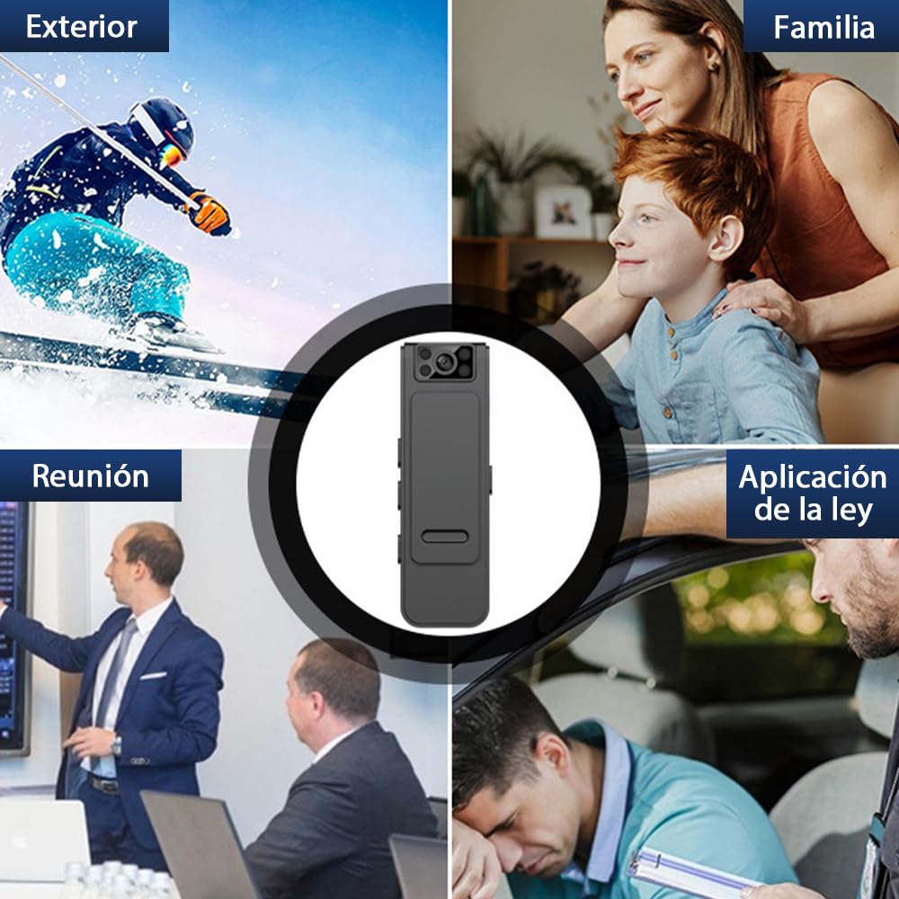 BILIBON 16GB Mini Grabadora Voz Digital con Cámara, Grabadora Recargable Portátil Magnética, WiFi Incorporado para Conectar Al Teléfono Móvil, Cámara Ajustable a 90°, Grabación Gran Angular 1080p HD
