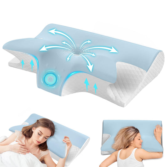 GALASALA Almohada Memory Foam, Almohada Cervical para Aliviar el Dolor de Cuello, Almohada Ortopédica Ergonómica para Boca Arriba, Personas Que Dormir de Lado o Boca Abajo, con Fundas de Almohada