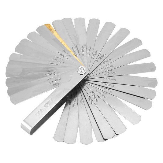 Galga de Espesores, Galga de Espesores de Acero Inoxidable de 0,04-0,88 Mm Herramienta de Inspección de Soldadura con Regla Métrica e Imperial de 89 Mm, Galgas de Espesores