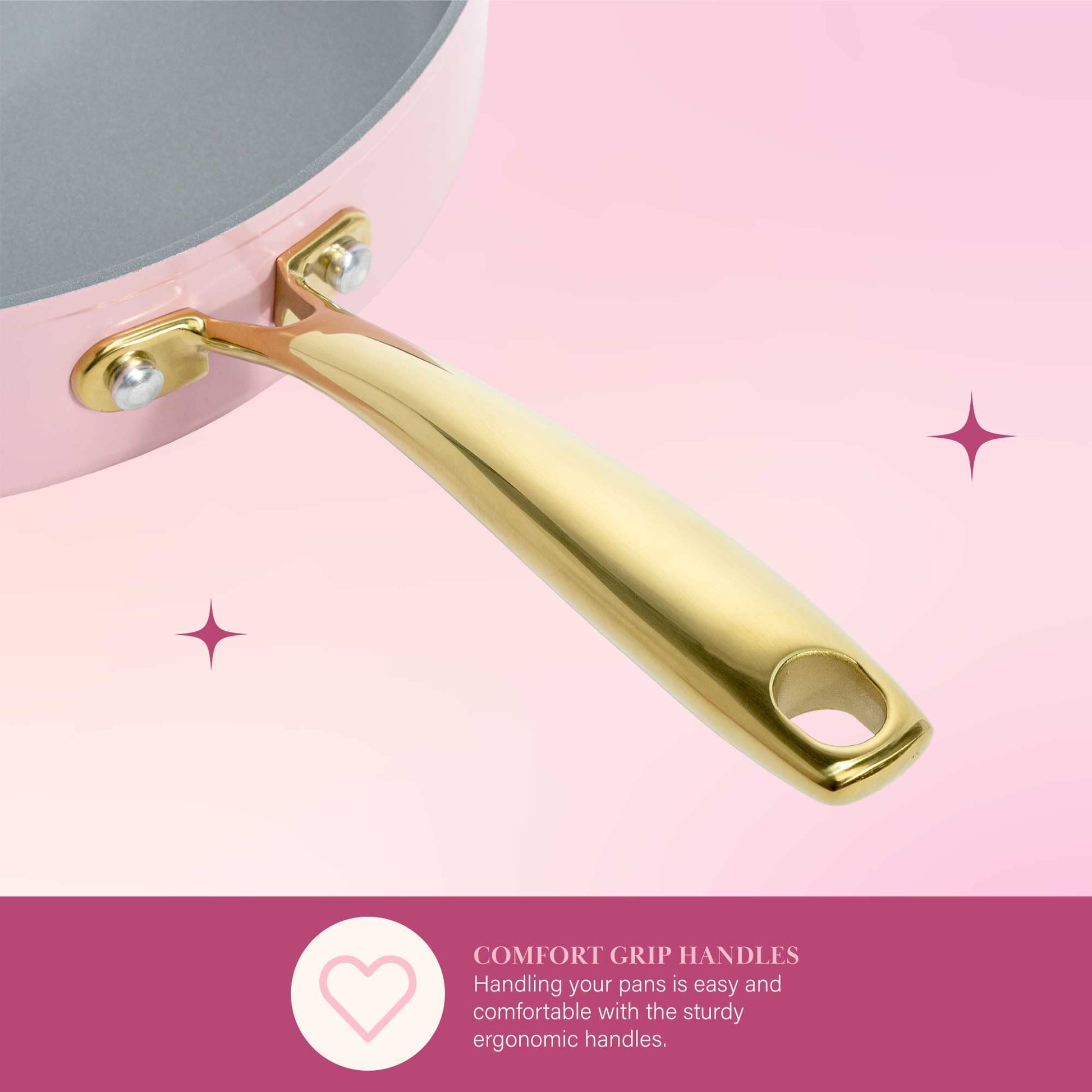 Juego de Utensilios de Cocina Paris Hilton Rosa con Tapa Sólida y Asas Doradas, 10 Piezas