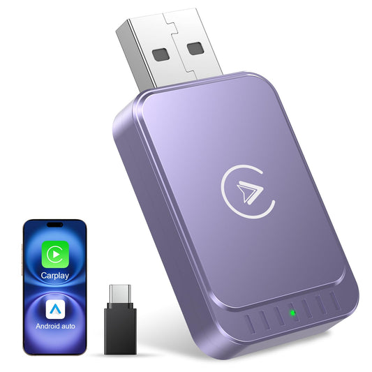 Adaptador inalámbrico AuroraLink Blanco 2 en 1 para Carplay y Android Auto rápido y estable