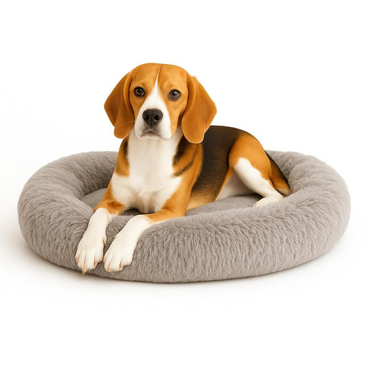 Cama para Perros PET TO BED Beige Antiestrés Redonda y Esponjosa Mediana