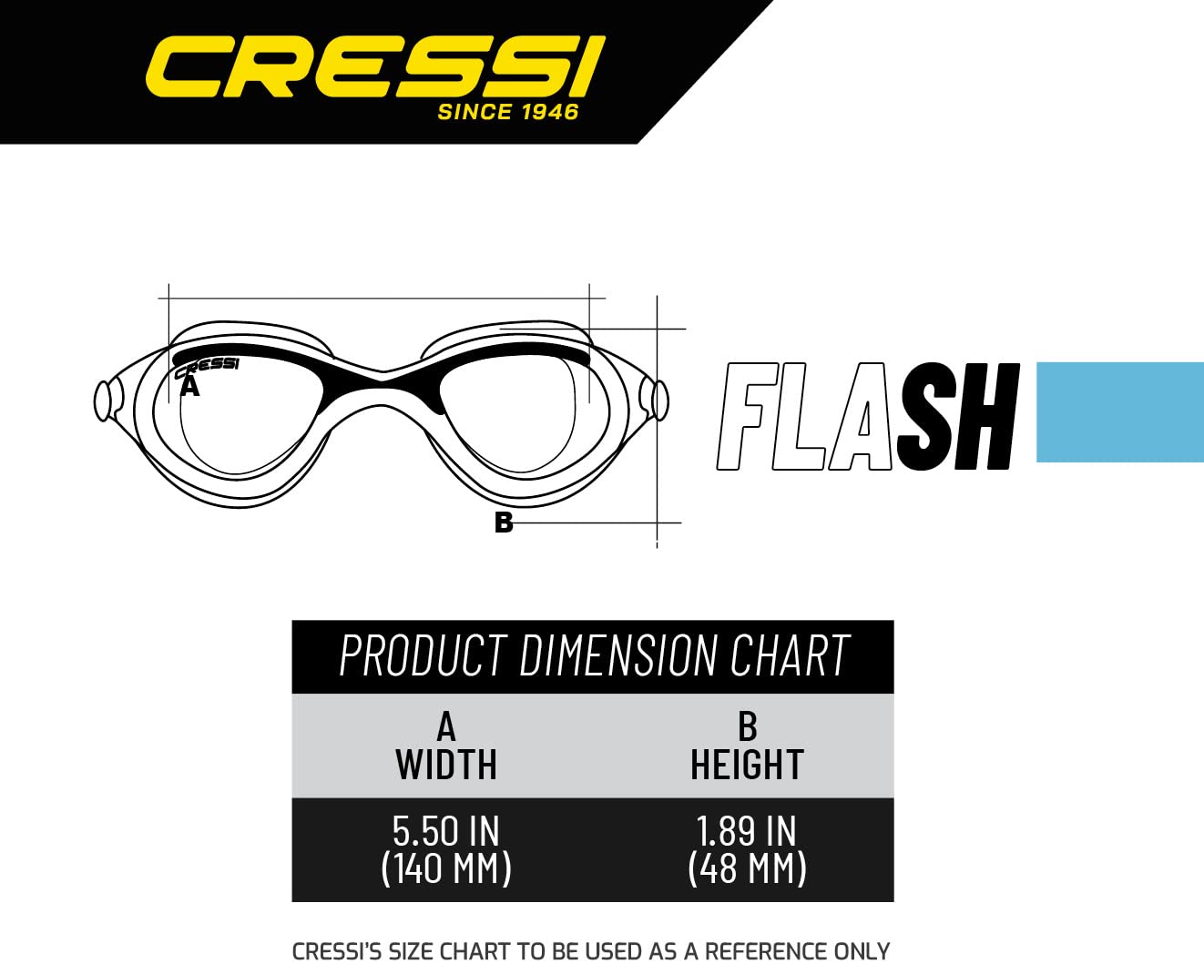 Cressi Flash Gafas de natación Premium Ultra Transparentes Fabricadas en Italia, Clear/Blue