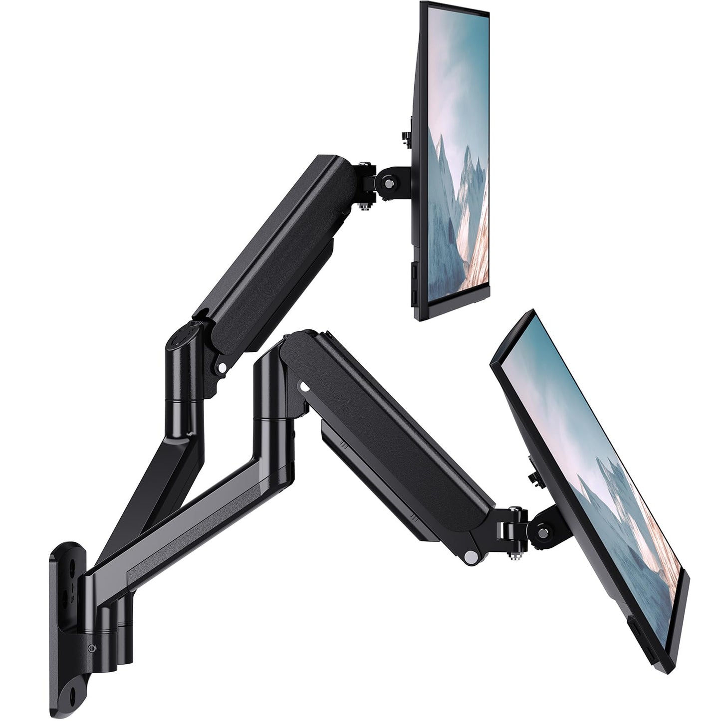 Soporte para Monitor WALI Negro Totalmente Ajustable para Pared Doble de hasta 32 Pulgadas 10 kg con Brazo y Resorte de Gas