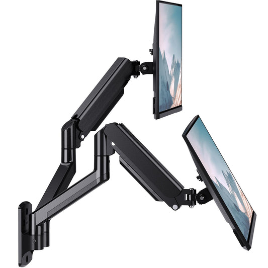 Soporte para Monitor WALI Negro Totalmente Ajustable para Pared Doble de hasta 32 Pulgadas 10 kg con Brazo y Resorte de Gas