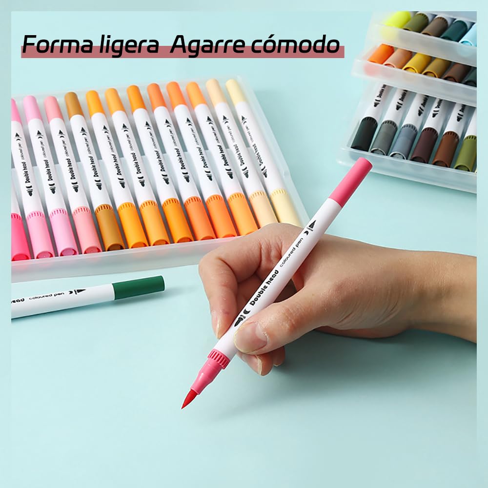 LEIDSANY Rotulador acuarelable de 100 colores (0,4 mm/1-2 mm),Rotulador pincel no tóxico para principiantes,estudiantes,aficionados