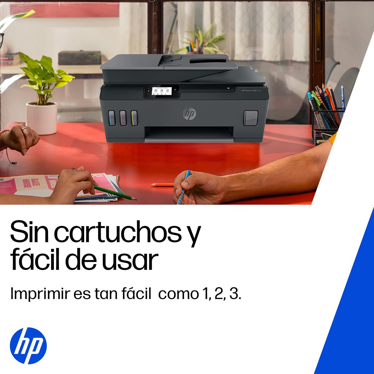 HP Impresora Multifuncional Smart Tank 530, Tinta Continua, Color, Wi-Fi, Dúplex (Doble Cara) Manual, ADF Alimentador Automático, Imprime Smart App, Impresión, Escaneo, Copiado (4SB24A)