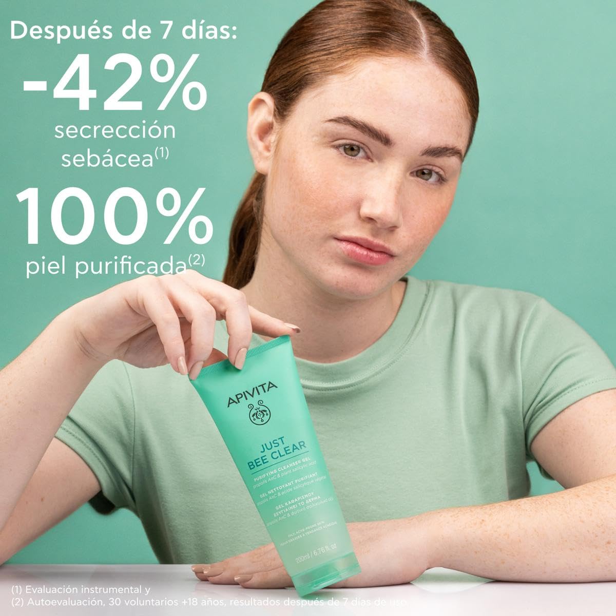 Apivita Just Bee Clear gel limpiador purificante Just Bee Clear 200 ml – con propóleo AmC patentado y ácido salicílico vegetal – limpia en profundidad, purifica y reduce el exceso de sebo