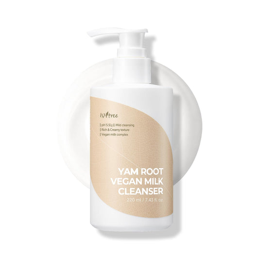 IsNtree Yam Root Vegan Milk Cleanser 220ml, 7.43 fl.oz | Korean Facial Cleanser for Sensitive Skin | Rich & Creamy Texture | Hydrating & Mild | Vegan & Cruelty-Free Skincare