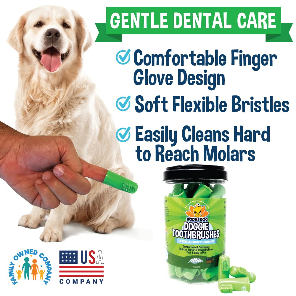 Cepillos de dientes desechables suaves Bodhi Dog para perros y gatos, cepillo dental suave de silicona, cuidado dental y bucal, 50 unidades