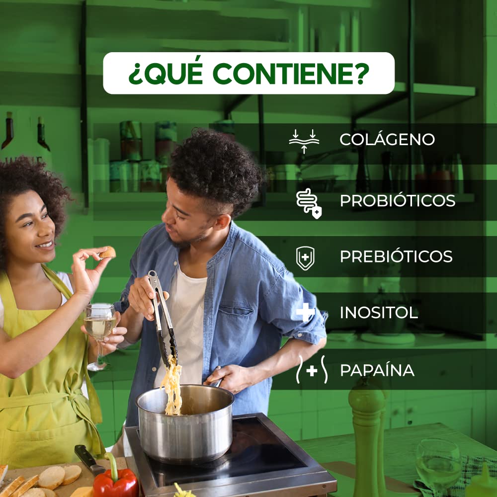 Colágeno Hidrolizado, Probióticos 50 billones, Enzimas Digestivas, Prebioticos y Inositol con 45 porciones. Colageno Hidrolizado en Polvo para Mujeres y Hombres || LIFEED5 COLLAGEN DIGEST