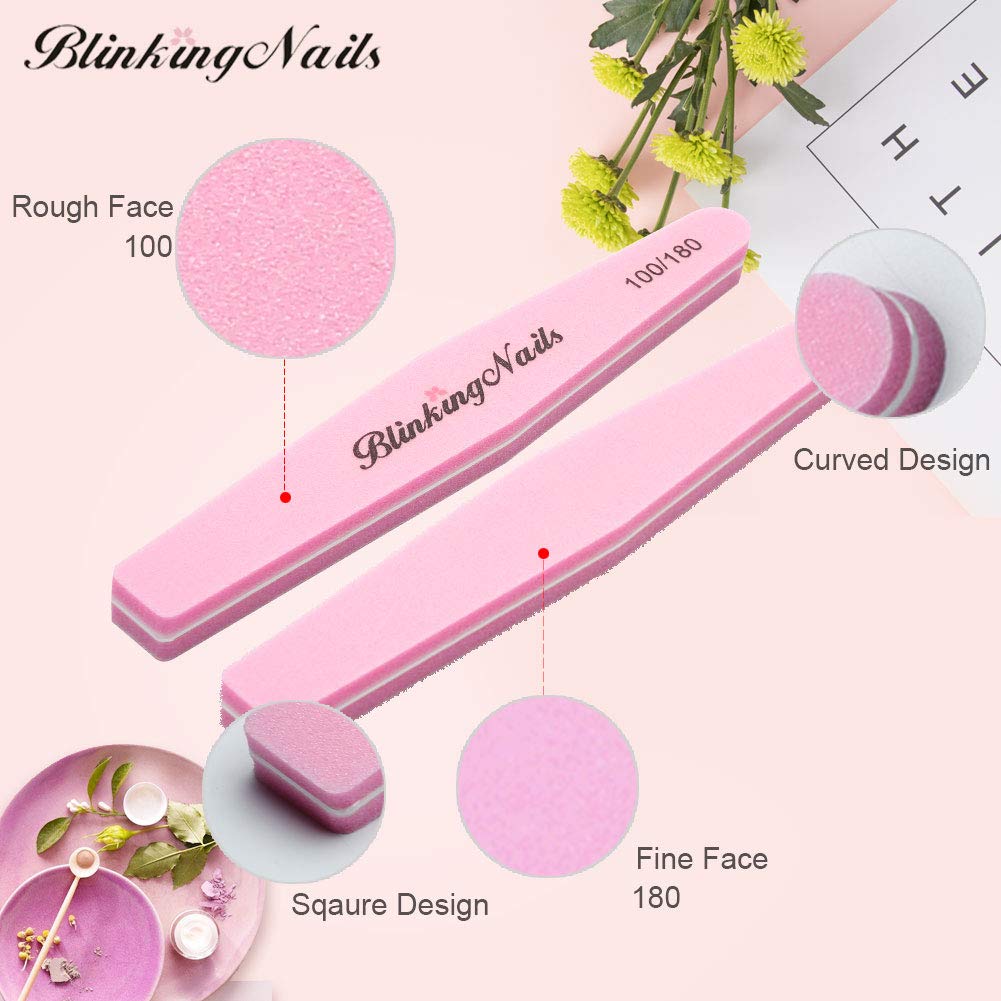 BlinkingNails Nail Buffer para Nails 100/180 Grit Sponge, Lima de uñas Esponjosa, Herramienta de uñas, Color Amarillo, 10 Unidades