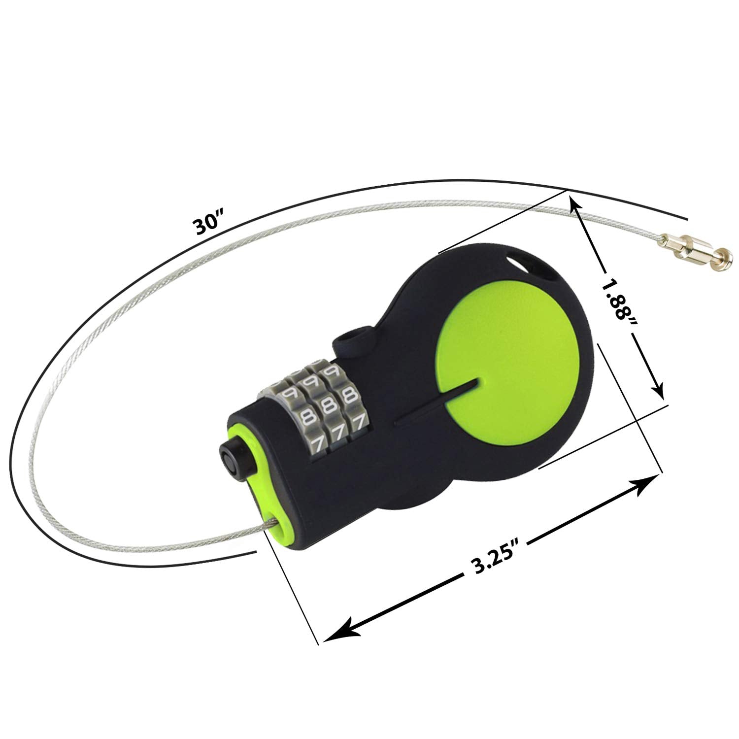 Lewis N. Clark - Candado de cable retráctil con cable de acero de 30 pulgadas, Verde, Candado aprobado por la TSA y candado de bicicleta para equipaje + viajes, configura tu combo con cable de acero