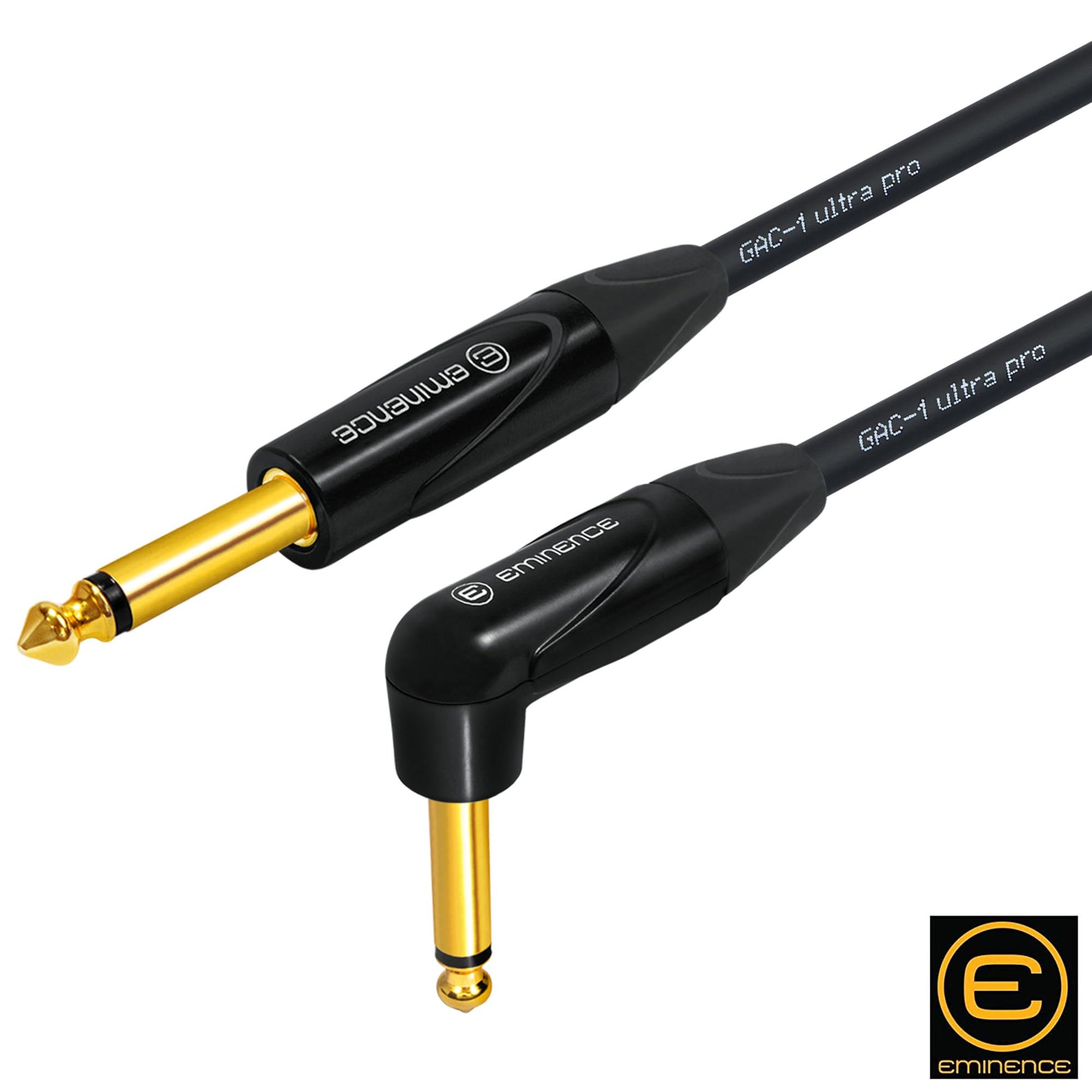 Cable de Instrumento WORLDS BEST CABLES 10 Pies Gotham GAC-1 Baja Capacitancia Conectores Chapados en Oro 1/4 Pulgadas Recto a Ángulo