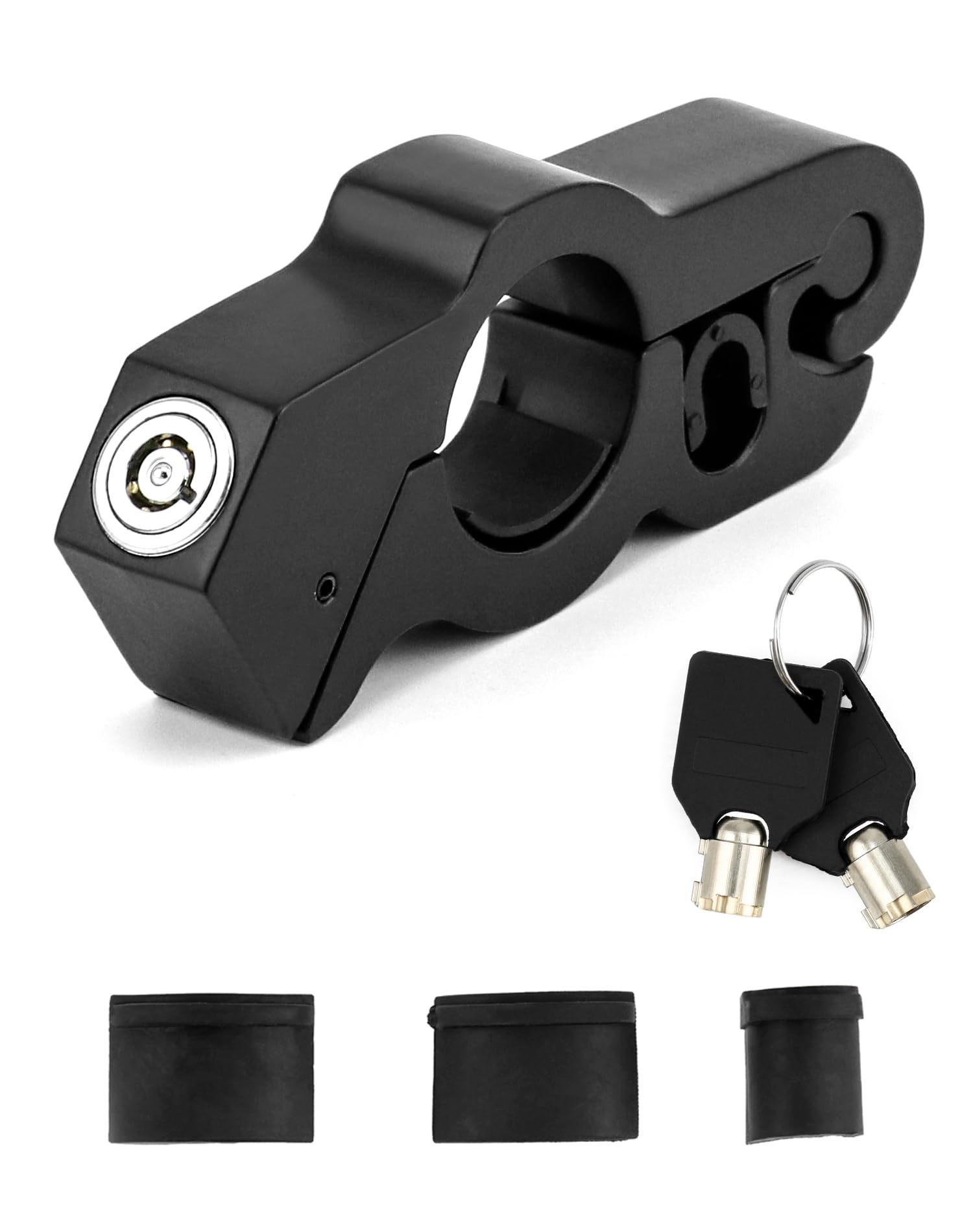 QWORK - Juego de 2 candados para motocicleta, antirrobo, ajustable, para manubrio de bicicleta, un agarre, acelerador, freno, manubrio para asegurar una bicicleta, scooter, ciclomotor o ATV, color negro