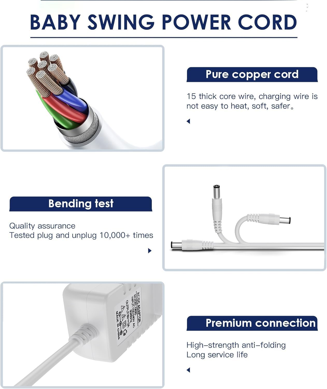 Cable de alimentación para bebé USB, cargador de columpio para bebé, compatible con Ingenuity Swing para InLighten, InLighten Calmante, Anyway Sway, ConvertMe, Swing n Go Deluxe, SimpleComfort
