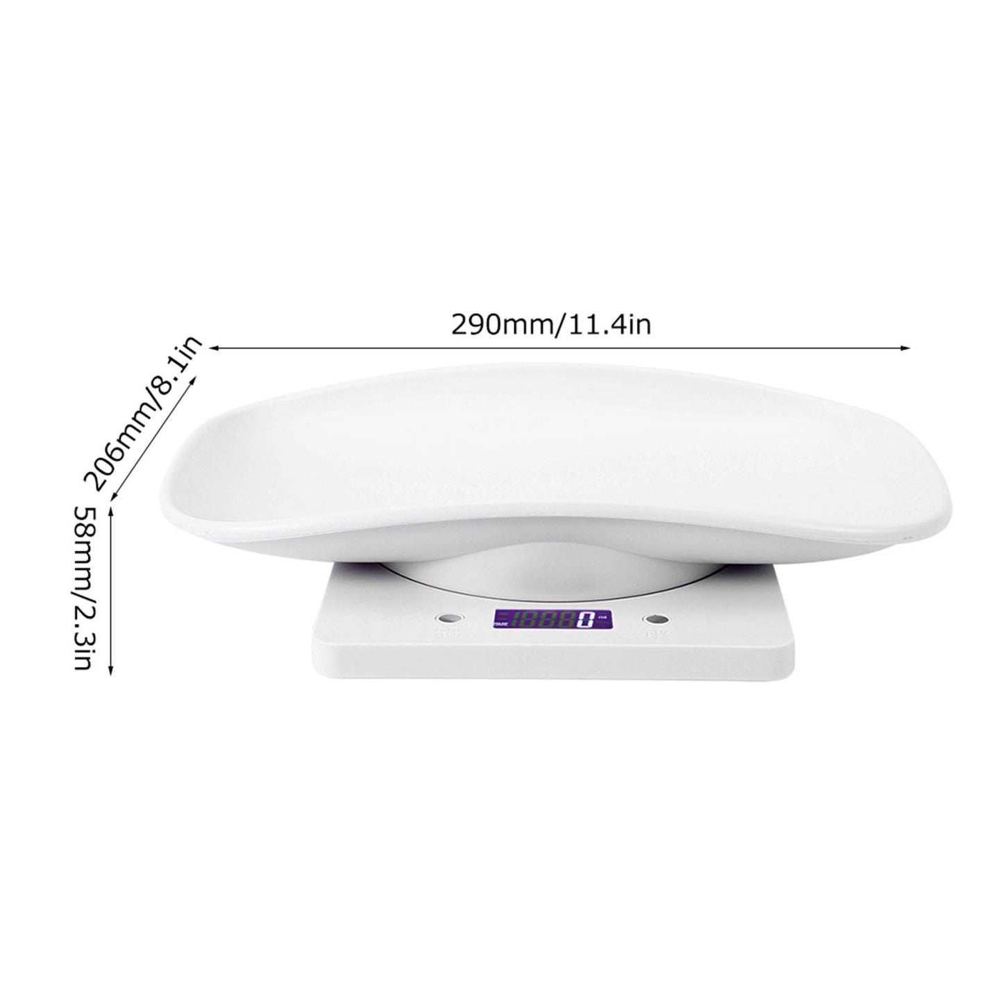 Báscula multifunción para bebés - Báscula digital de peso para mascotas pequeñas de 10 kg / 1 g con g/ml/oz/lb.oz para medir bebés/mascotas, color blanco