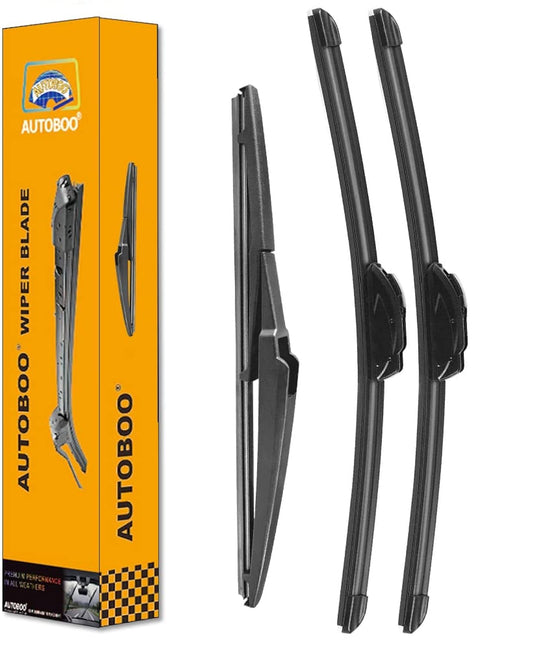 AUTOBOO - Limpiaparabrisas delantero de 66 y 46 cm y trasero de 25 cm, repuesto para Toyota Highlander 2020, 2021, 2022 (paquete de 3)