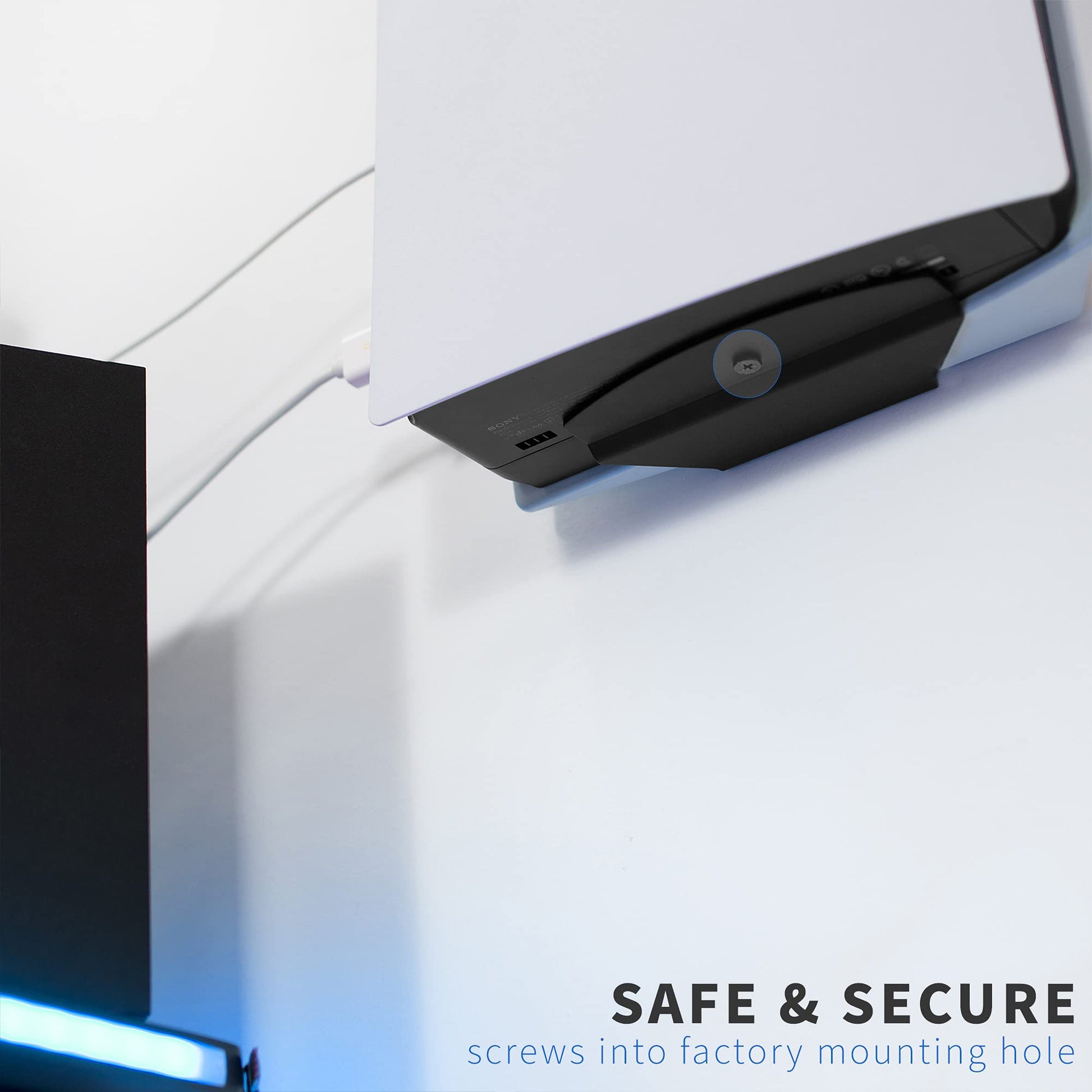 Soporte de Pared de Acero Vivo Negro diseño Abierto para Consola de Juegos PS5