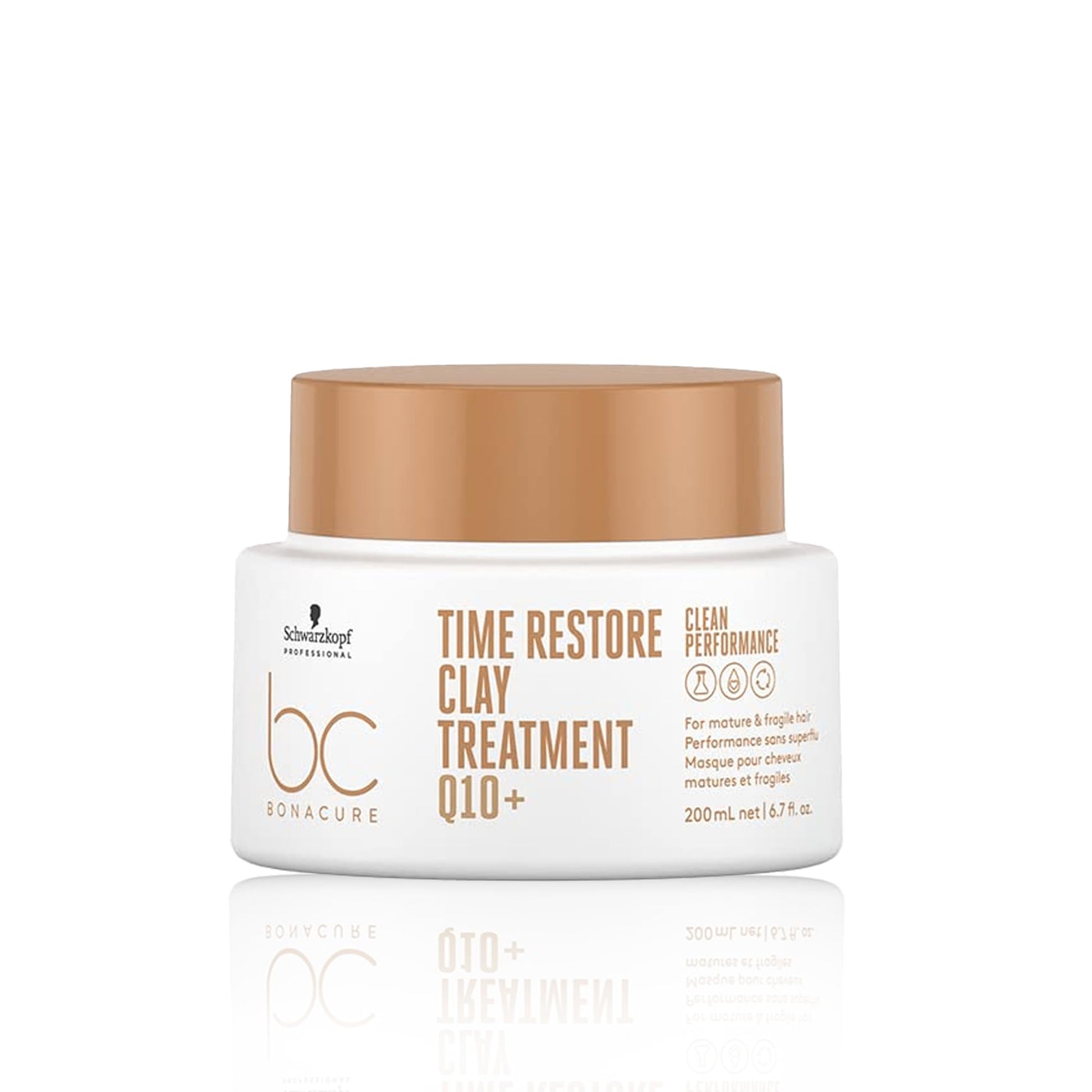 BONACURE - Time Restore Mascarilla Tratamiento de Arcila Q10+ 200 ml, Cuidado Intensivo del Cabello Maduro, Protege el Cabello y Cuero Cabelludo, Antienvejecimiento, Reactiva Cabello, Fórmula Vegana