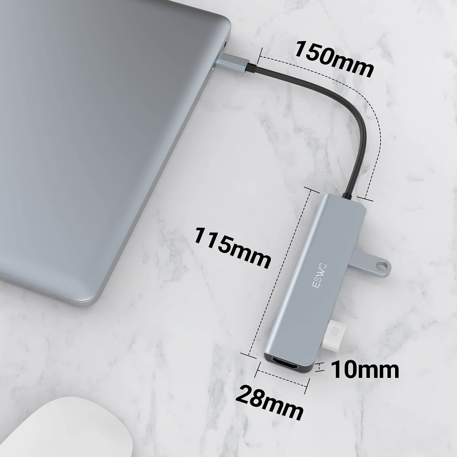 JESWO USB C HUB, 6 en 1 Adaptador Multipuerto USB C a HDMI 4K, USB 3.0, 3*USB 2.0, USB C 100W PD Carga, OTG Tipo C Compatible con MacBook, MacBook Pro, Macbook Air, DELL, Surface etc.