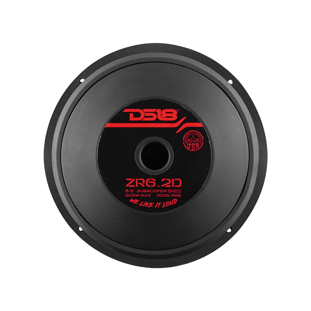 DS18 Elite-Z ZR6.2D - Subwoofer de Coche de 6.5 Pulgadas de 600 vatios de Potencia máxima Doble Bobina de Voz de 2 ohmios de fácil Montaje, Graves de Alto Rendimiento para el Sistema de Sonido de tu