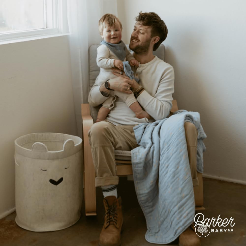 Parker Baby Bear - Cesta de lavandería de fieltro para bebé, amplia y plegable, para guardería, cesta ligera con asas flexibles y resistentes, colores neutros y se adapta a cualquier habitación