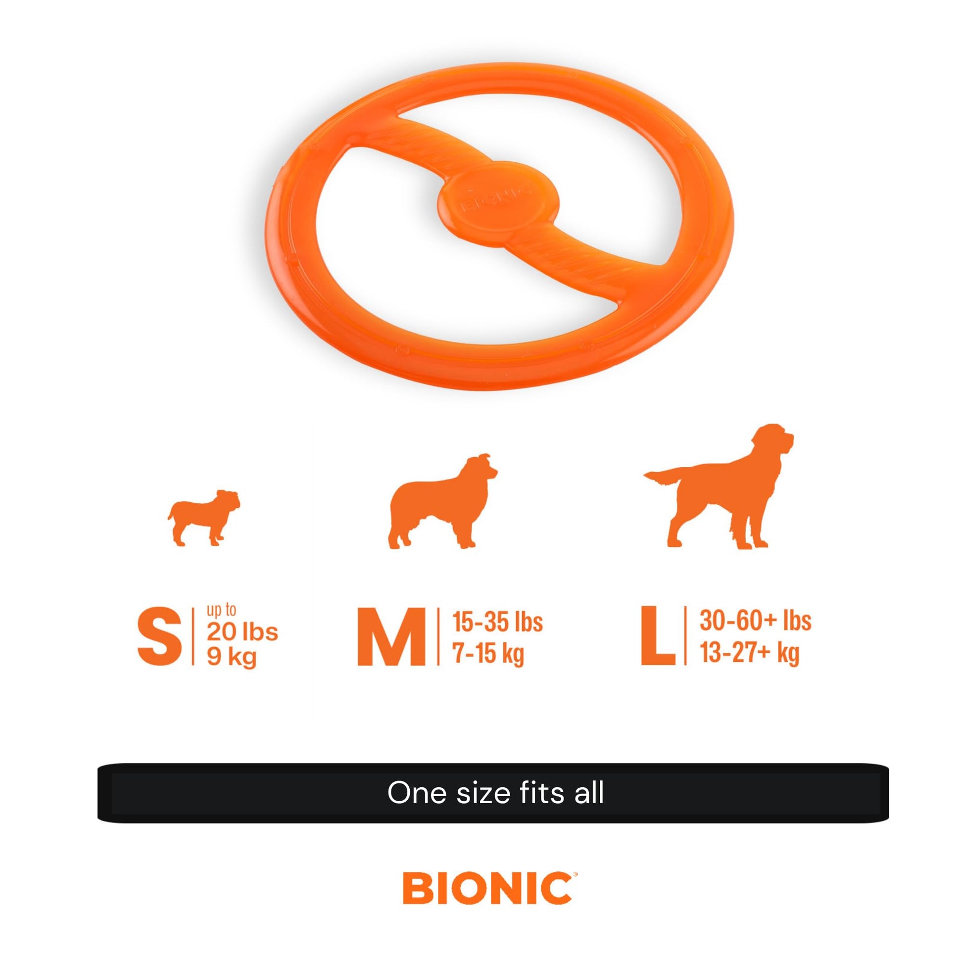 BIONIC Toss-N-Tug - Juguete para Perros de Alta Visibilidad, diseño Ligero para masticadores Ligeros