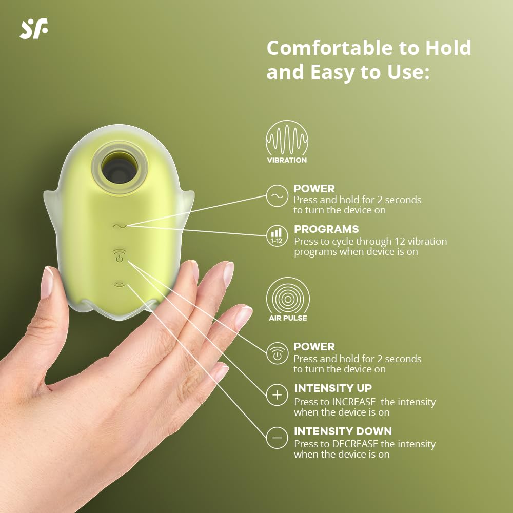 Estimulador Satisfyer Amarillo con Tecnología Air Pulse, Brilla en la Oscuridad, Resistente al Agua, Recargable en Silicona