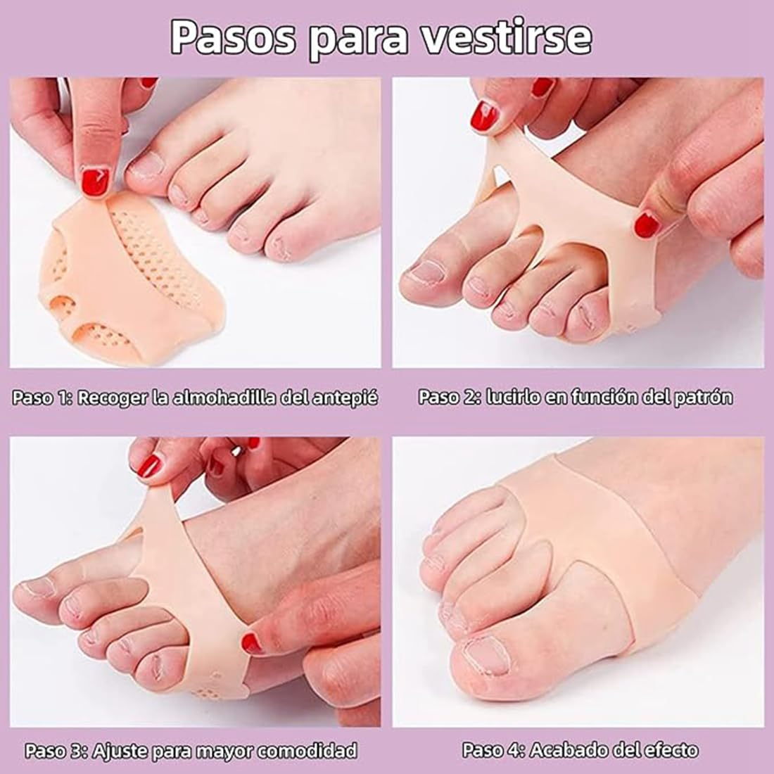 LUISAS 8 Pares de Plantillas Amortiguadoras, Plantillas Metatarsales de Silicona para el Antepié, Aliviar el dolor de pies en hombres y mujeres, Antideslizante y reutilizable (Adecuado para varios zapatos)