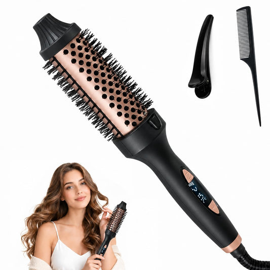 Cepillo Térmico Alisador y Rizador Cerámica Anti Frizz con Pantalla LED y Generador de Iones 2 en 1