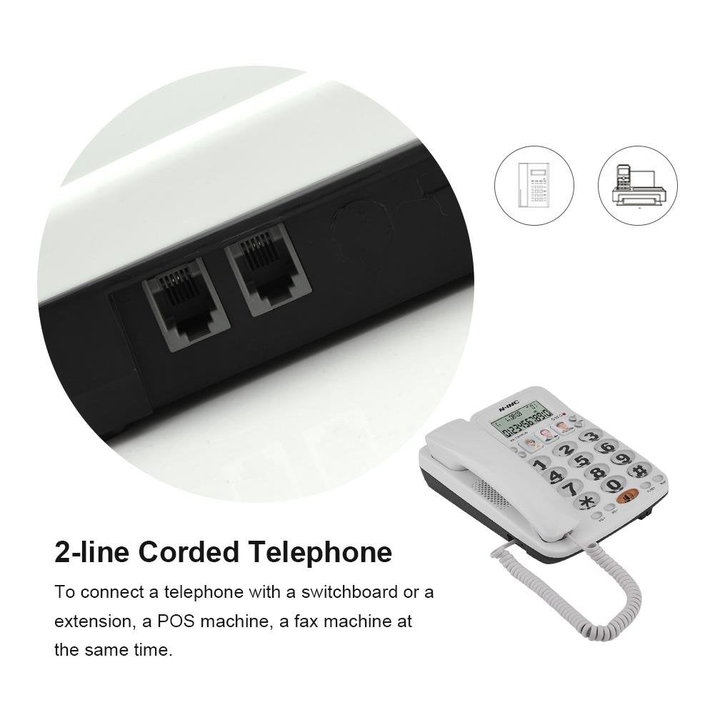 Lazmin Teléfono con Cable de 2 Hilos, teléfono Fijo con reducción de Ruido, con Altavoz, con identificador de Llamadas, se Puede Utilizar en el Hotel de la Oficina en casa