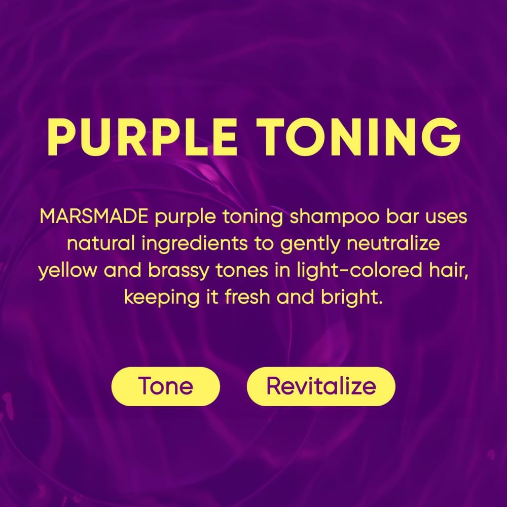 Mars Made Purple Toning Shampoo Bar 2.0 - Jabón natural hidratante e hidratante para el cabello en barra para el color del cabello y nutrición del cuero cabelludo.