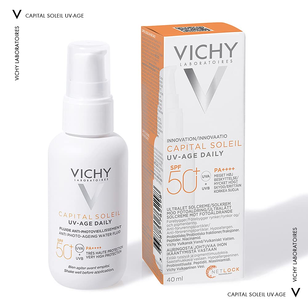 Vichy Vichy protector solar facial fluido anti edad con vitamina e capital soleil uv-age fps50+ 40ml + Ha epidermic filler: serum anti arrugas de acido hialuronico