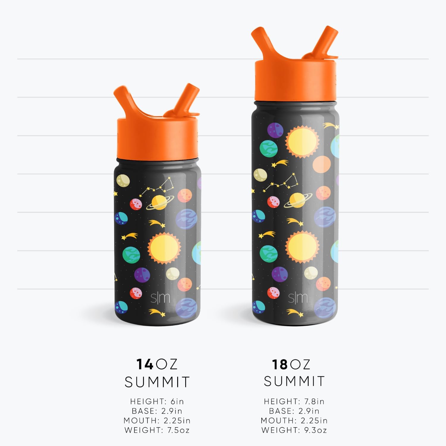 Botella de Agua Simple Modern Solar System con Tapa de Pajilla para Niños