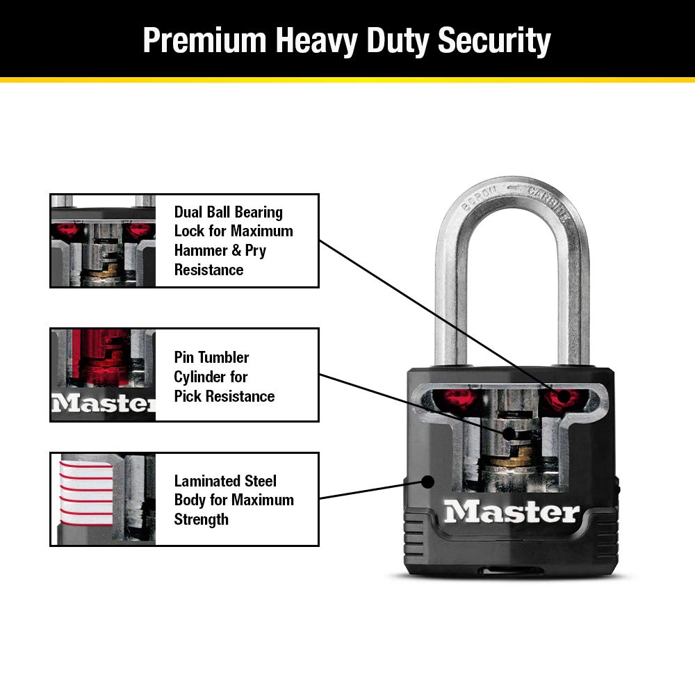 Candado Laminado Master Lock Magnum 4.7 cm Acero Recubierto Paquete de 4