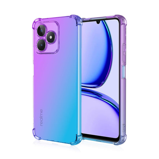 DABUNA Funda para Realme C53 4G y Narzo N53 Case Uso Rudo,Transparente Colores Degradados Protectora de Cámara Anticaída Carcasa Bumper(Púrpura Azul)