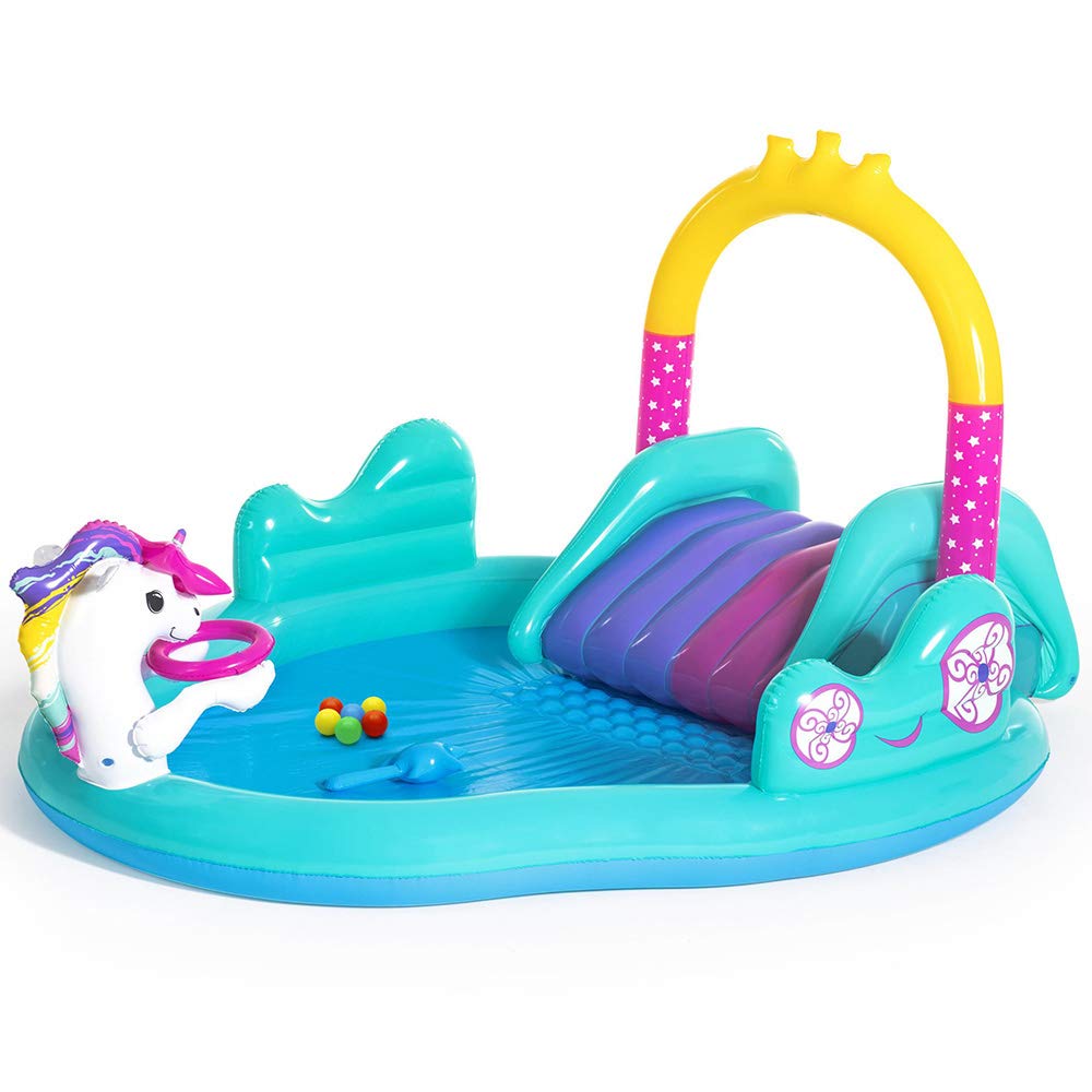 Bestway Alberca Inflable Infantil 3-6 años Unicornio c/resbalad 1mod 2.74x1.98x1.37m (9x6.6x54pulg) Caja(1)