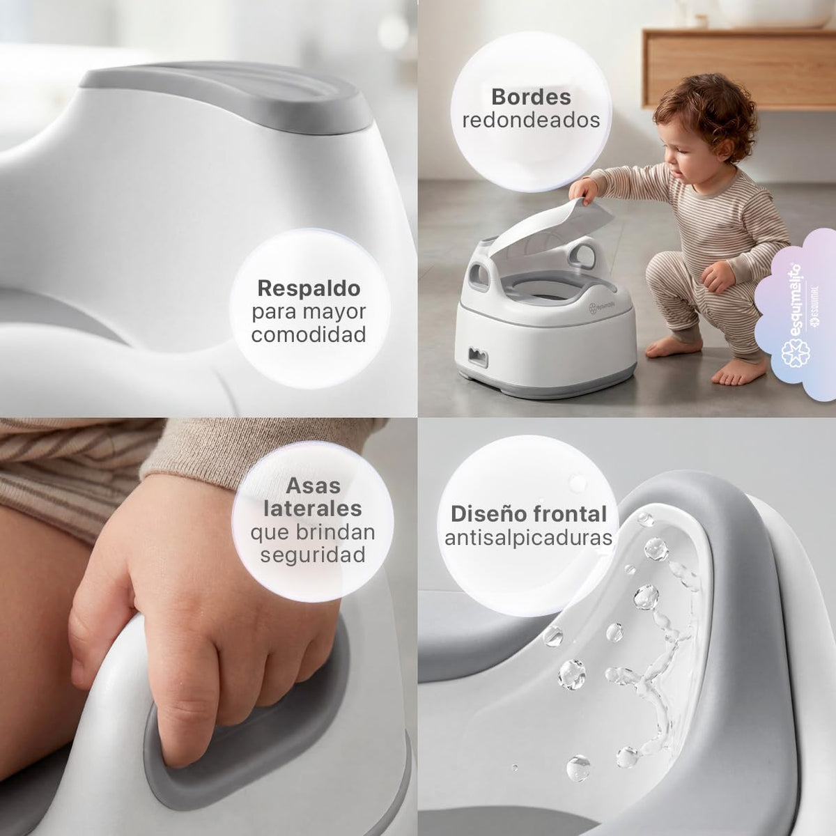 ESQUIMAL Bacinica 3 en 1 Baño Entrenador Niño y Niña Asiento WC Blanco