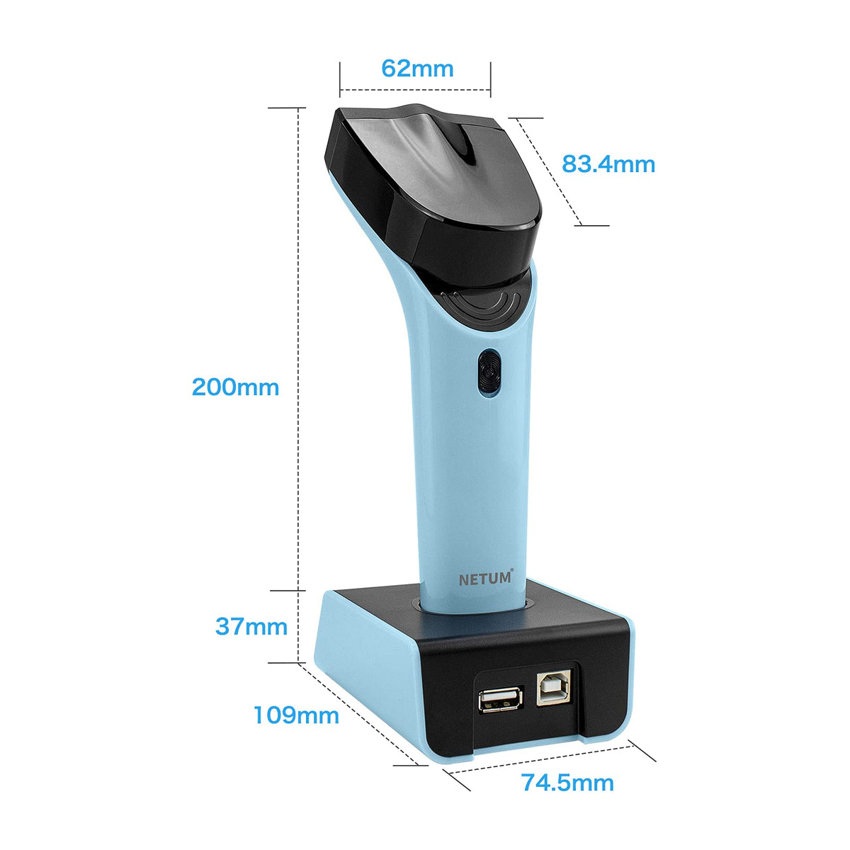 Escáner de Código de Barras Inalámbrico NETUM DS7500 Bluetooth 2D Automático con Base de Carga y Memoria Integrada