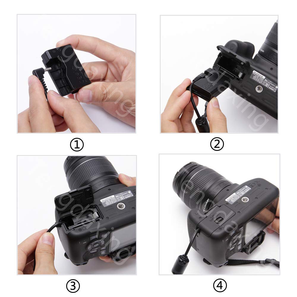 Tengdaxing ACK-E8 - Kit de adaptador de corriente LP-E8 con cable para cámaras Canon EOS Rebel T2i/T3i/T4i/T5i (550D/600D/650D/700D) Kiss X7i/X6i/X5/X4