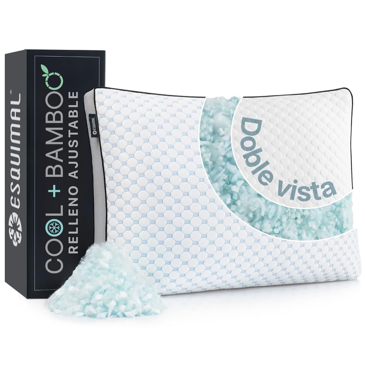 Almohada ESQUIMAL Bamboo Memory Foam con Gel Hipoalergénica Transpirable Ajustable Estándar