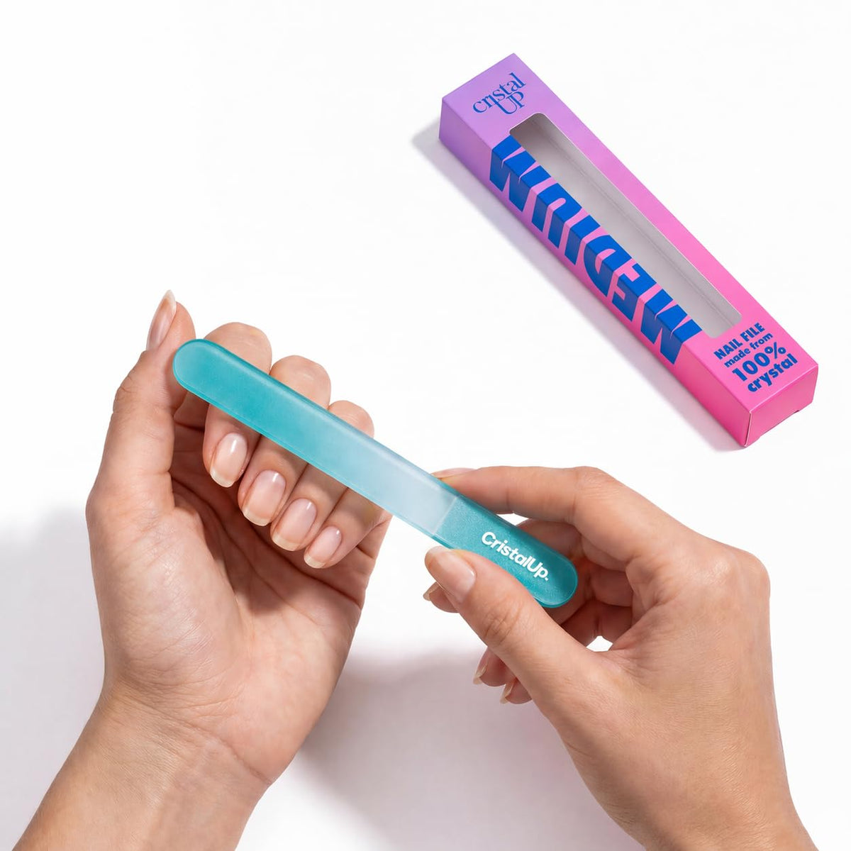 Lima de uñas de cristal CRISTAUP de 5,3 pulgadas, lima de vidrio duradera, ecológica, suave para las uñas, perfecta para el hogar, la oficina y para llevar, diseño elegante para resultados
